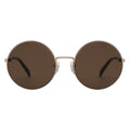 Round sunglasses with brown lenses on a white background