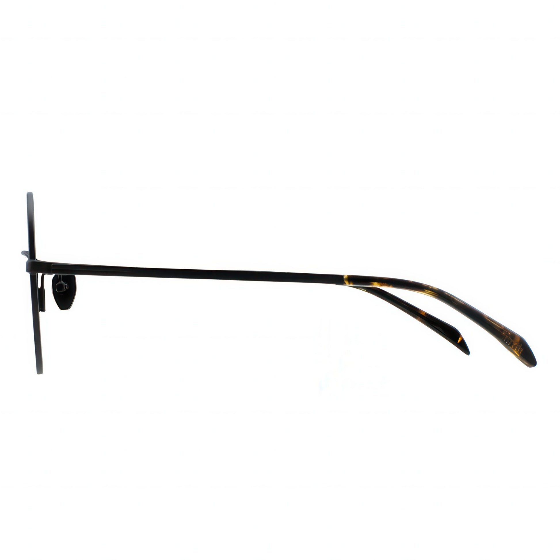 Black and tortoiseshell eyeglasses on a white background