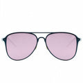 Sunglasses with pink lenses and black frame on a white background