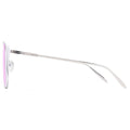 Sunglasses with pink lenses and thin metal frame on a white background