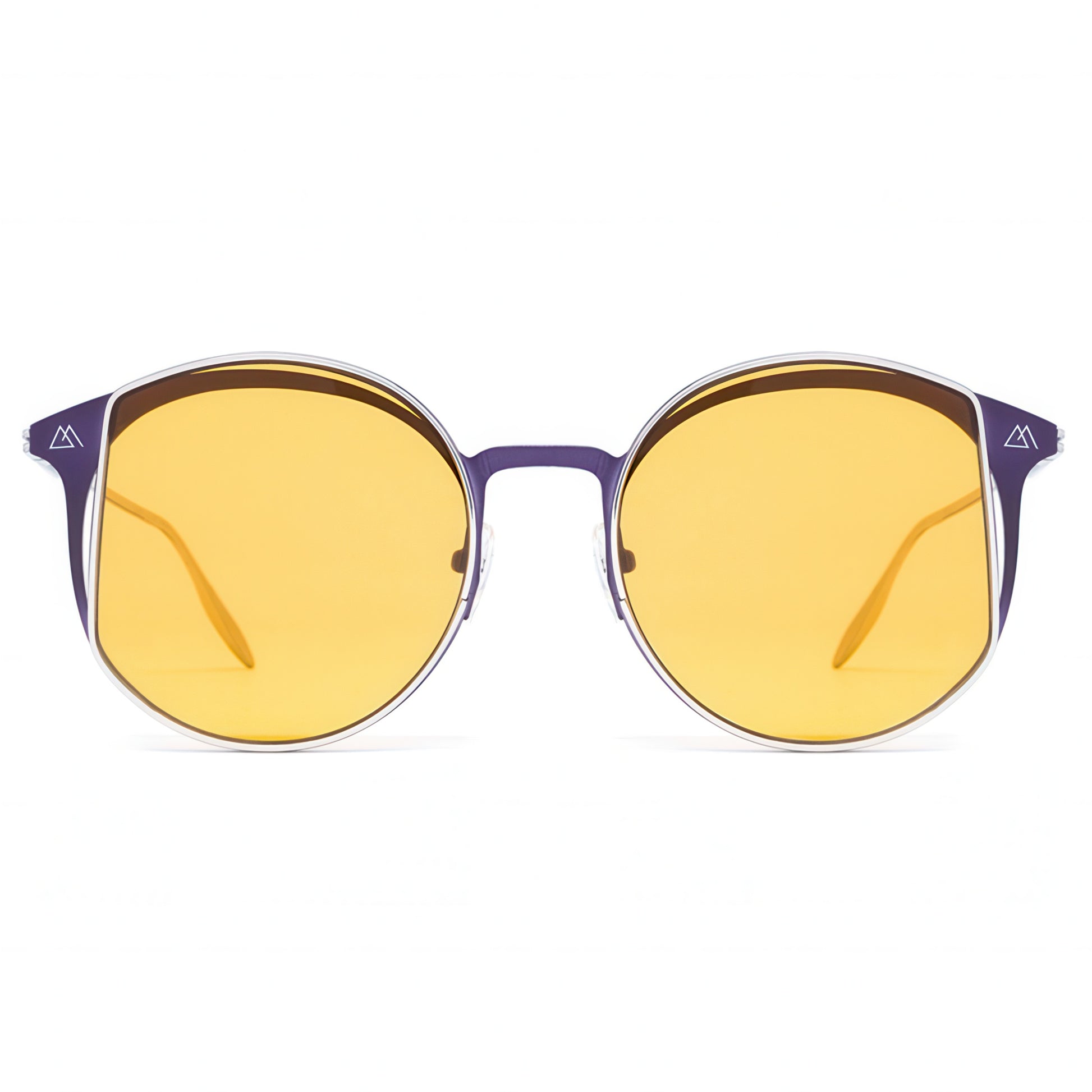 Round sunglasses with yellow lenses  on a white background