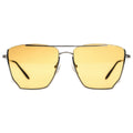 Gold sunglasses with a white background