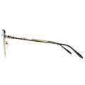 Gold-framed sunglasses with black arms on a white background