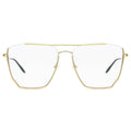 Gold-framed eyeglasses with clear lenses on a white background