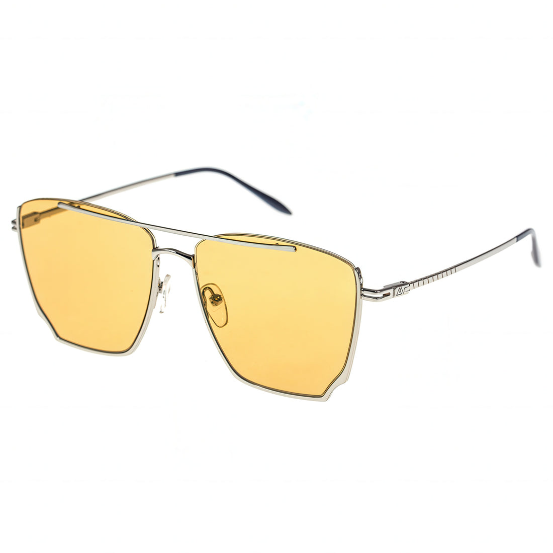 Gold sunglasses with a white background