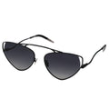 Black cat-eye sunglasses with polarized lenses on a white background