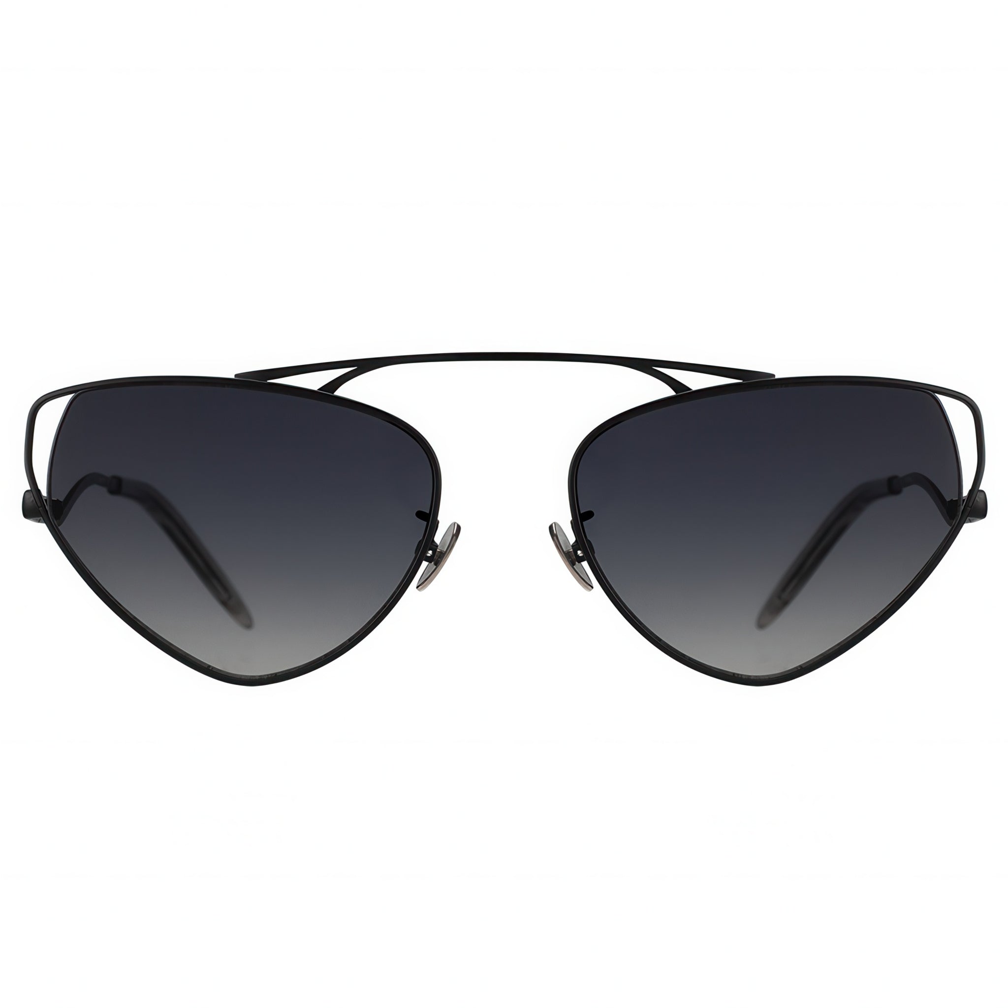 Black sunglasses with polarized lenses on a white background
