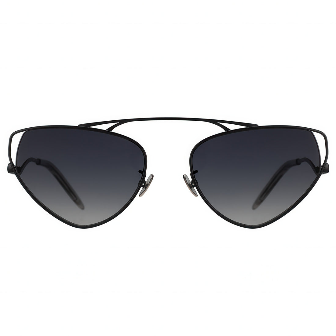 Black sunglasses with polarized lenses on a white background