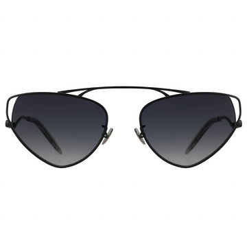 Black sunglasses with polarized lenses on a white background