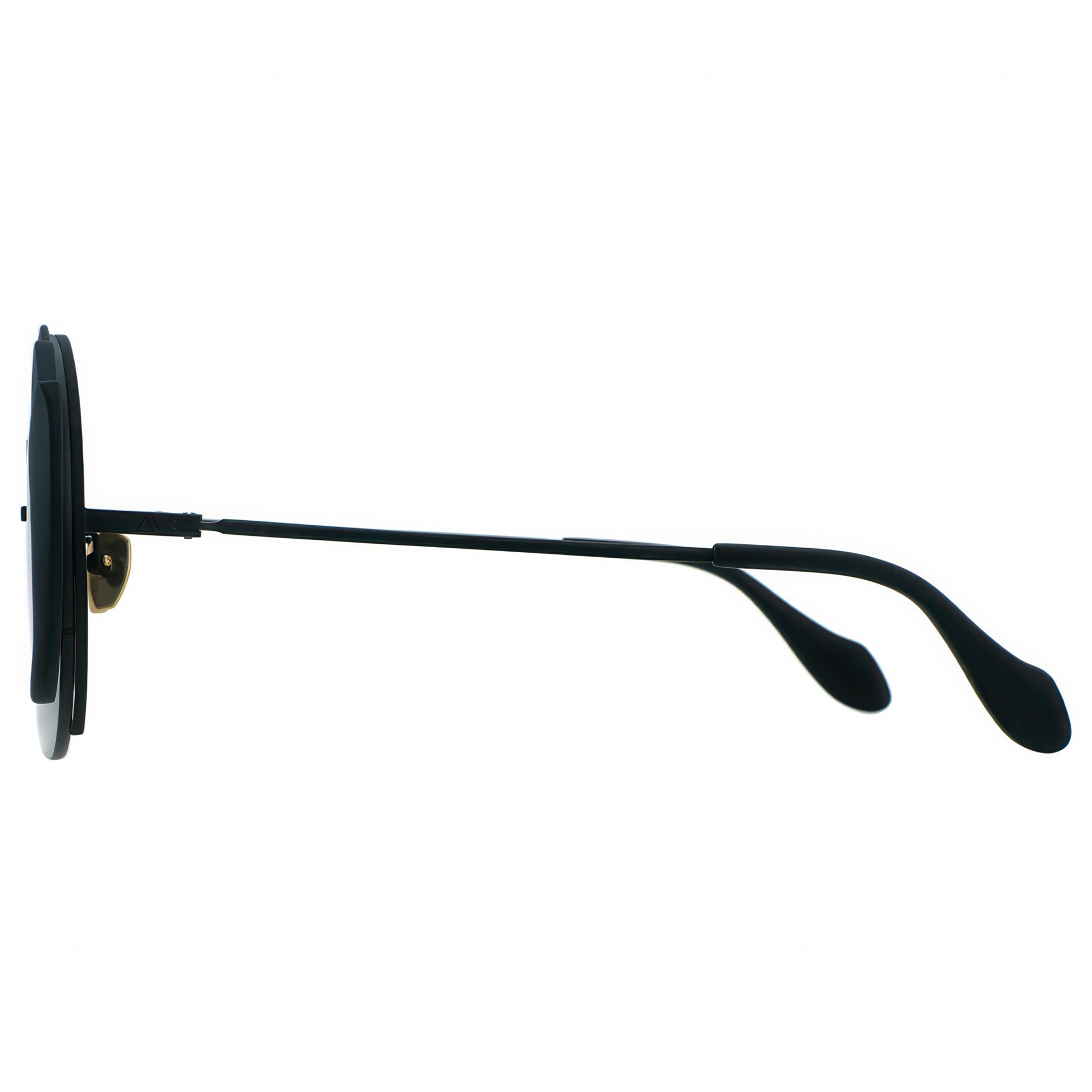 Black sunglasses with round lenses on a white background