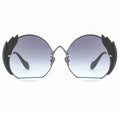 DAPHNE MYTH Greece retro round grey sunglasses thin gold metal feather decorated frame  best sunglasses for wide face womens and ladies
