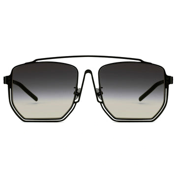 MYTH GREECE ORION oversized dark lens square sunglasses metal frame with Inverted V bridge, double bridge,  metal frame sunglasses mens and womens sleek and elegant
