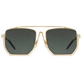 MYTH GREECE ORION oversized dark lens square sunglasses metal frame with Inverted V bridge, double bridge, gold metal frame sunglasses mens and womens sleek and elegant
