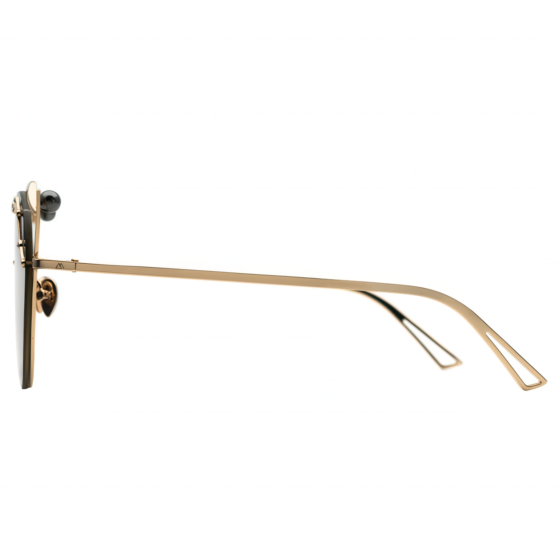 Gold sunglasses on a white background