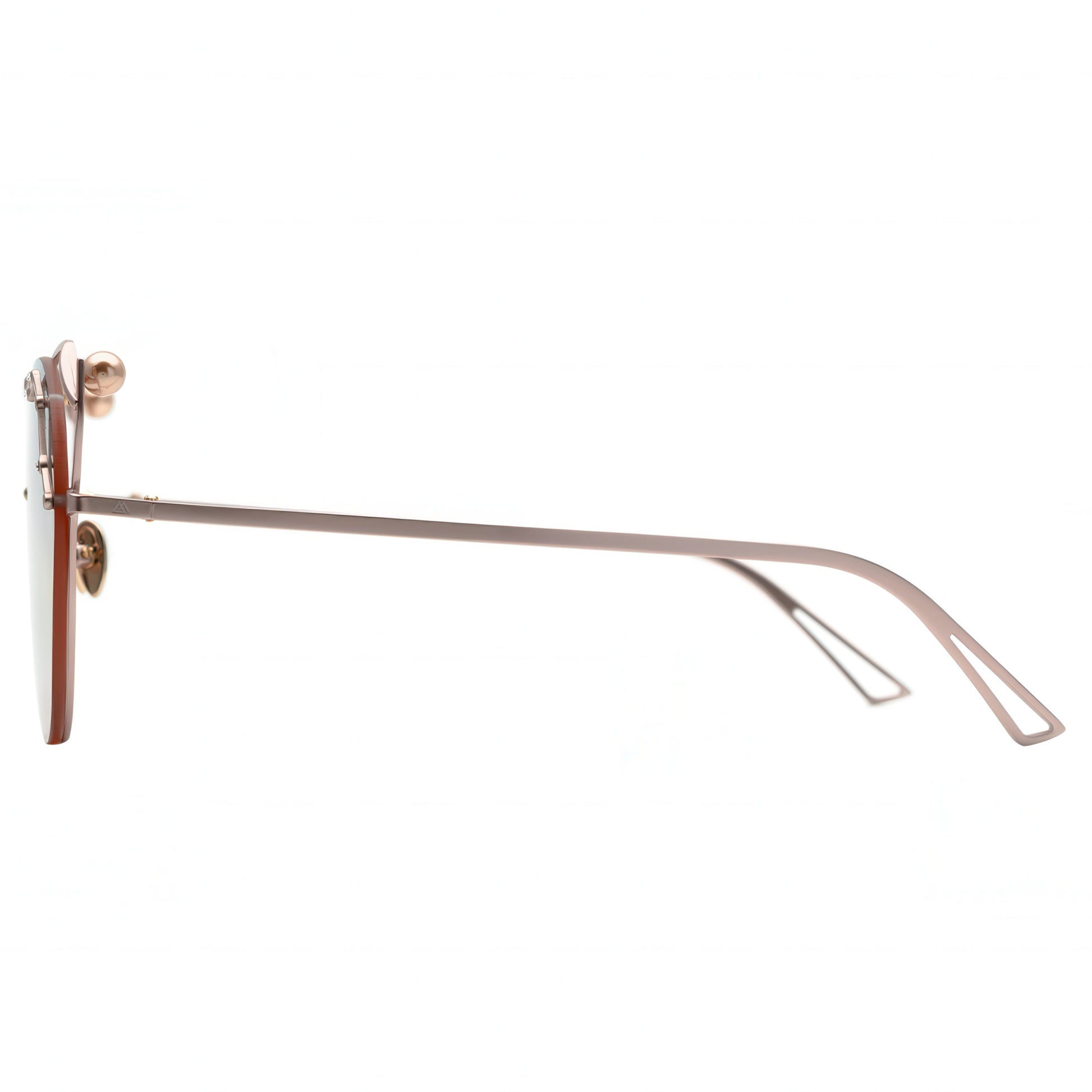 Sunglasses with a thin metal frame on a white background