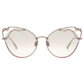 Sunglasses with rose gold frame and clear lenses on a white background