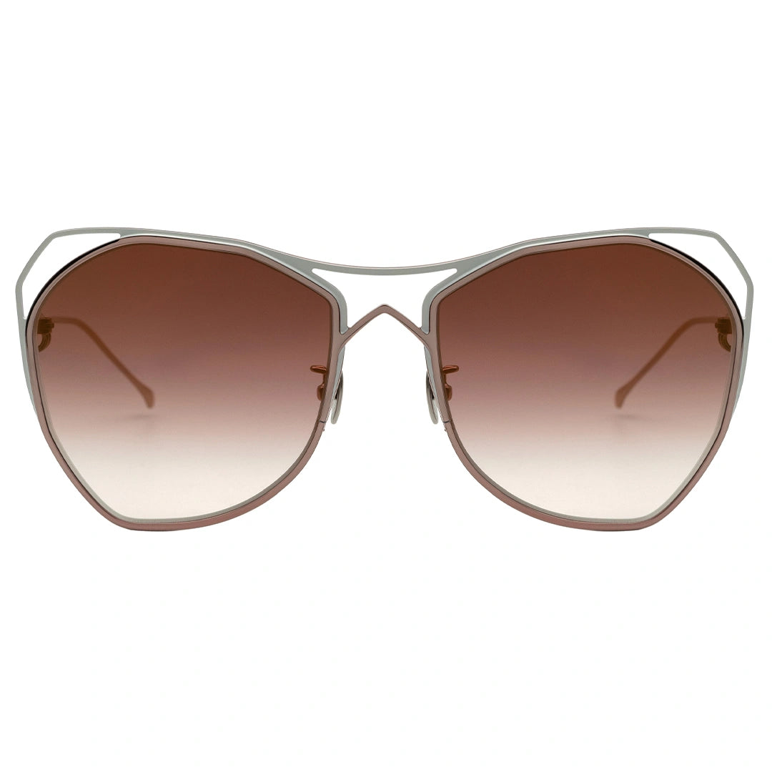 Sunglasses with gold gradient lenses and thin metal frame 