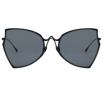 Black sunglasses with dark lenses on a white background