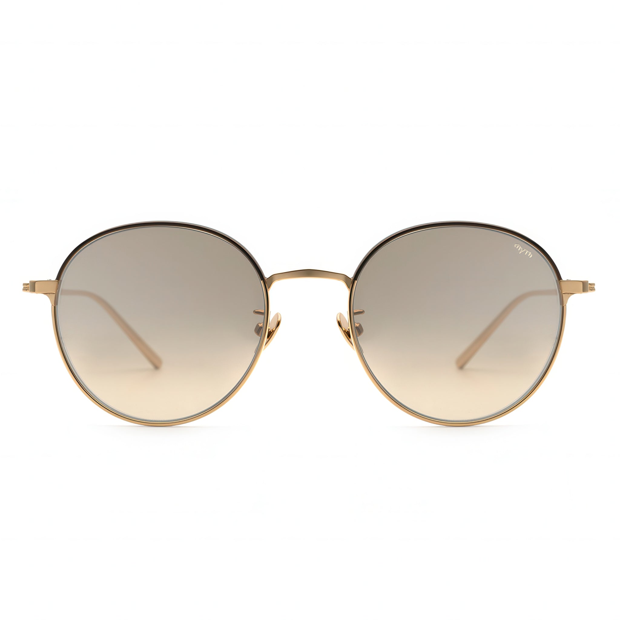 Round metal sunglasses with gold frame and gradient lenses 