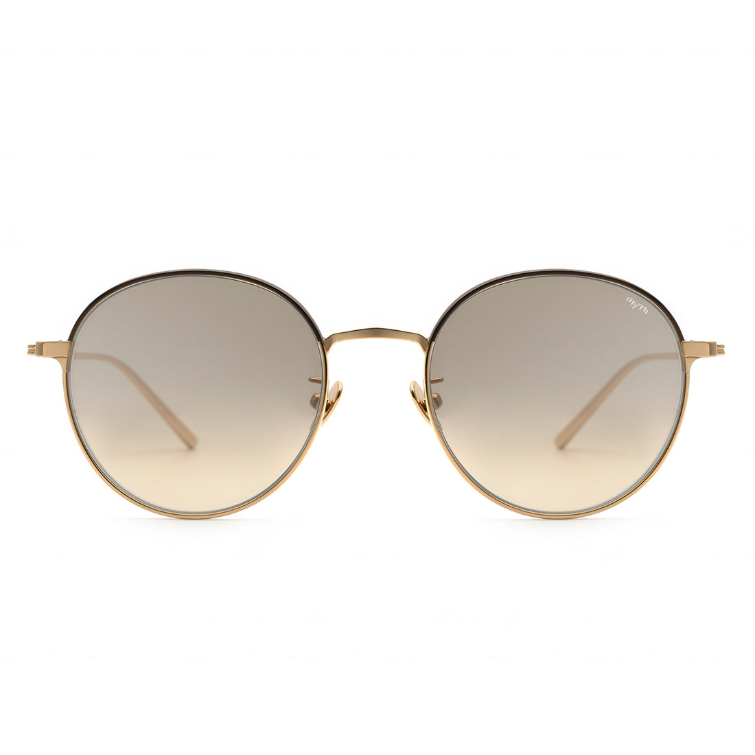 Round metal sunglasses with gold frame and gradient lenses 