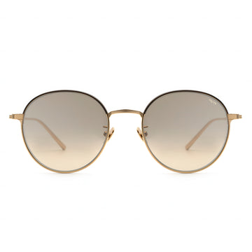 Round metal sunglasses with gold frame and gradient lenses 