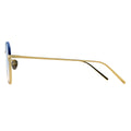 Gold-framed sunglasses with blue lenses
