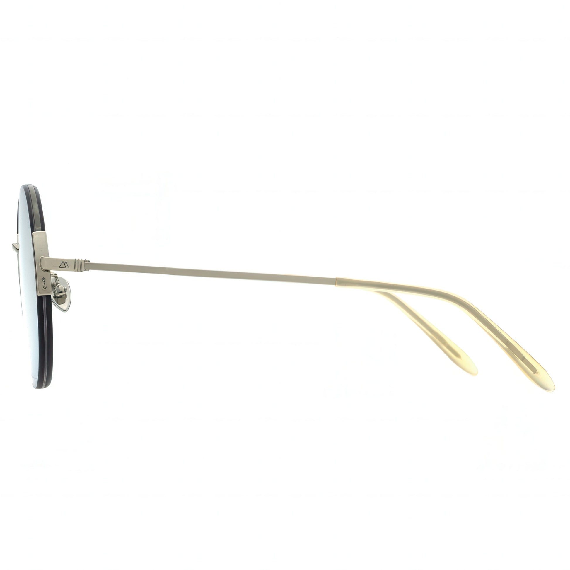 Sunglasses with gold frame and black lenses on a white background