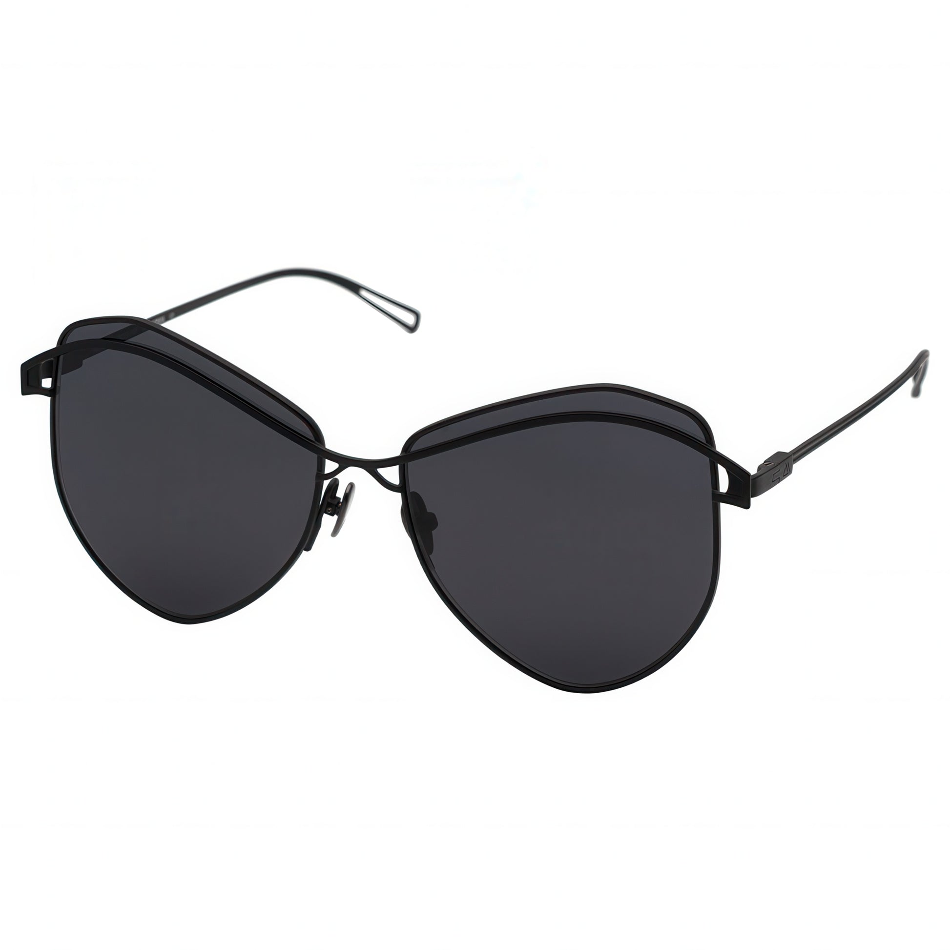 Black cat-eye sunglasses on a white background