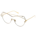 Gold and silver eyeglasses on a white background
