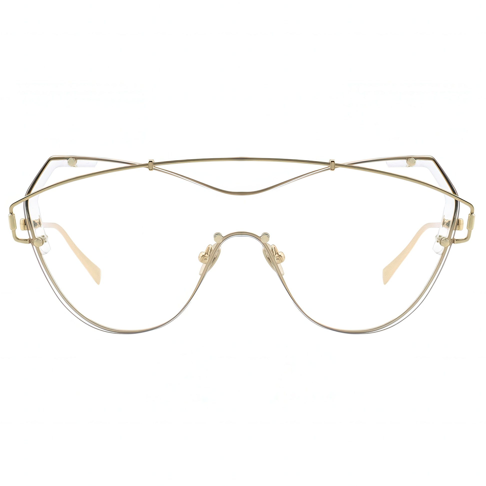 Gold cat-eye glasses on a white background