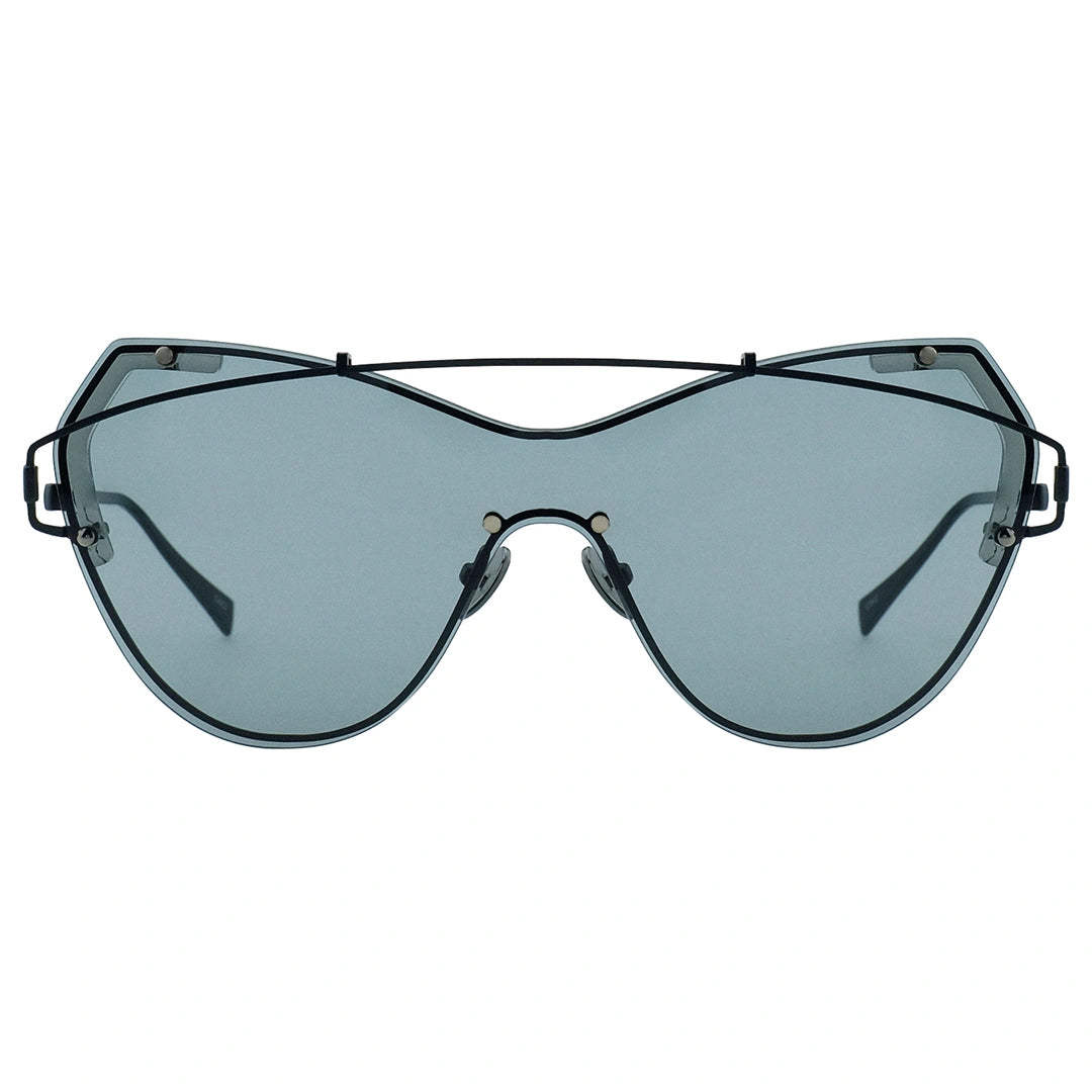 MYTH Greece oversized cat eye sunglasses futuristic one piece metal frame mens and womens with adjustable nose pad
