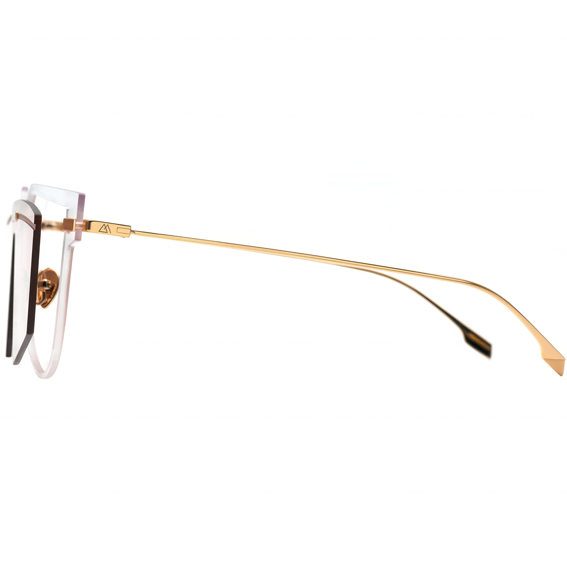 Gold-framed sunglasses on a white background