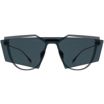 Black sunglasses with dark lenses on a white background