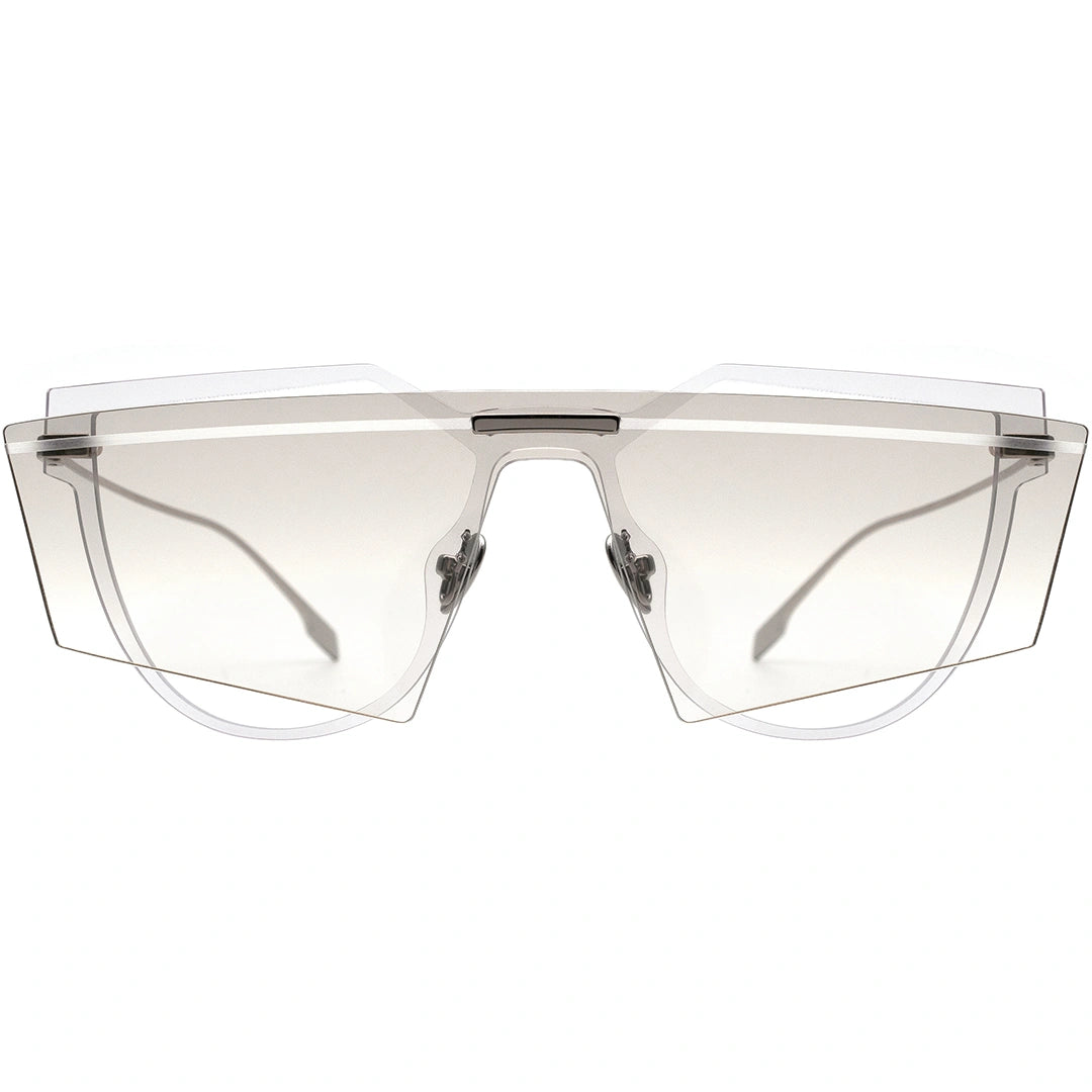 MYTH GREECE PNEUMA square sunglasses futuristic sunglasses flat top fashionable chic double lens sunglasses thin silver metal  frame mens and womens 
