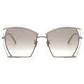 Sunglasses with clear frame and gradient lenses on a white background
