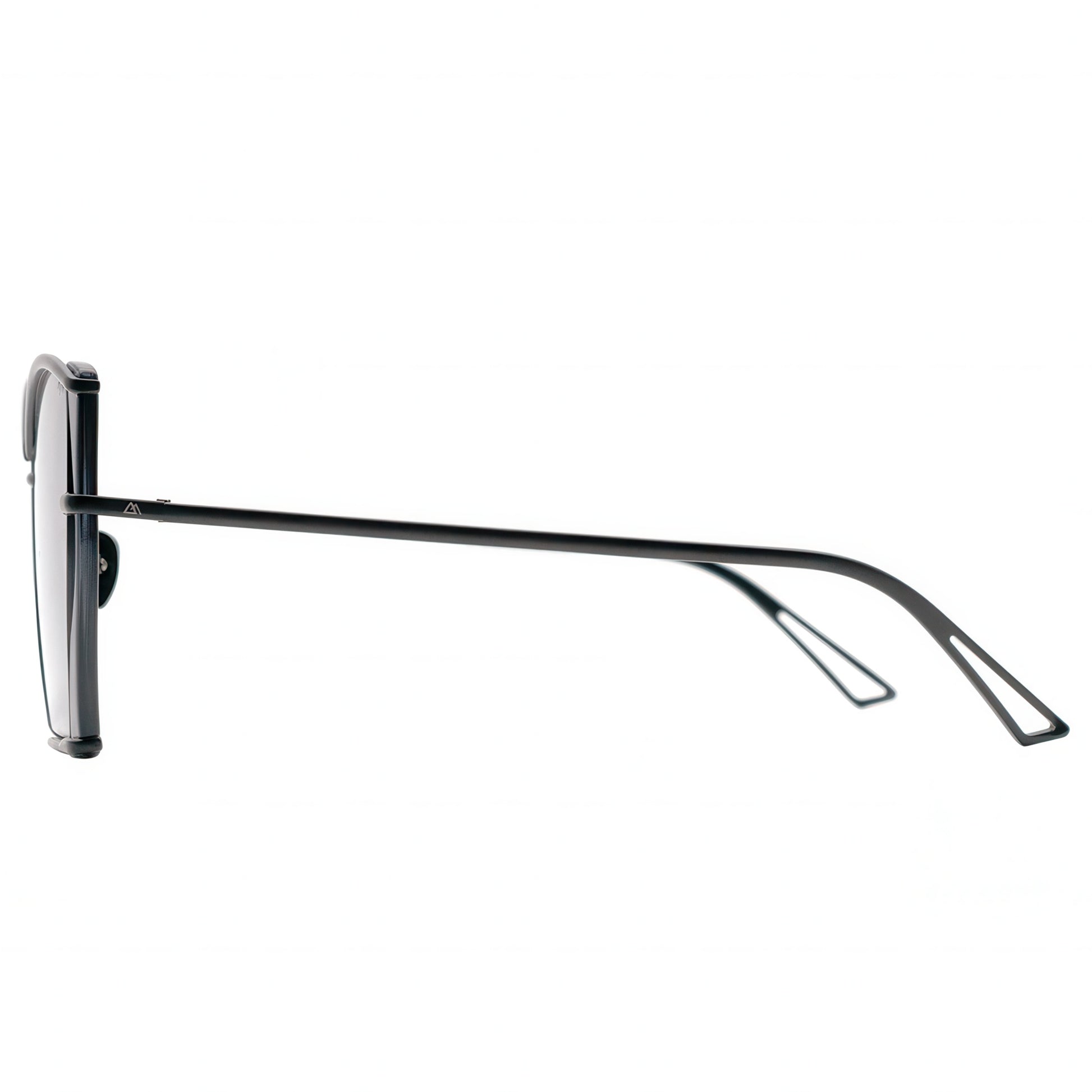 Sunglasses with a black frame on a white background