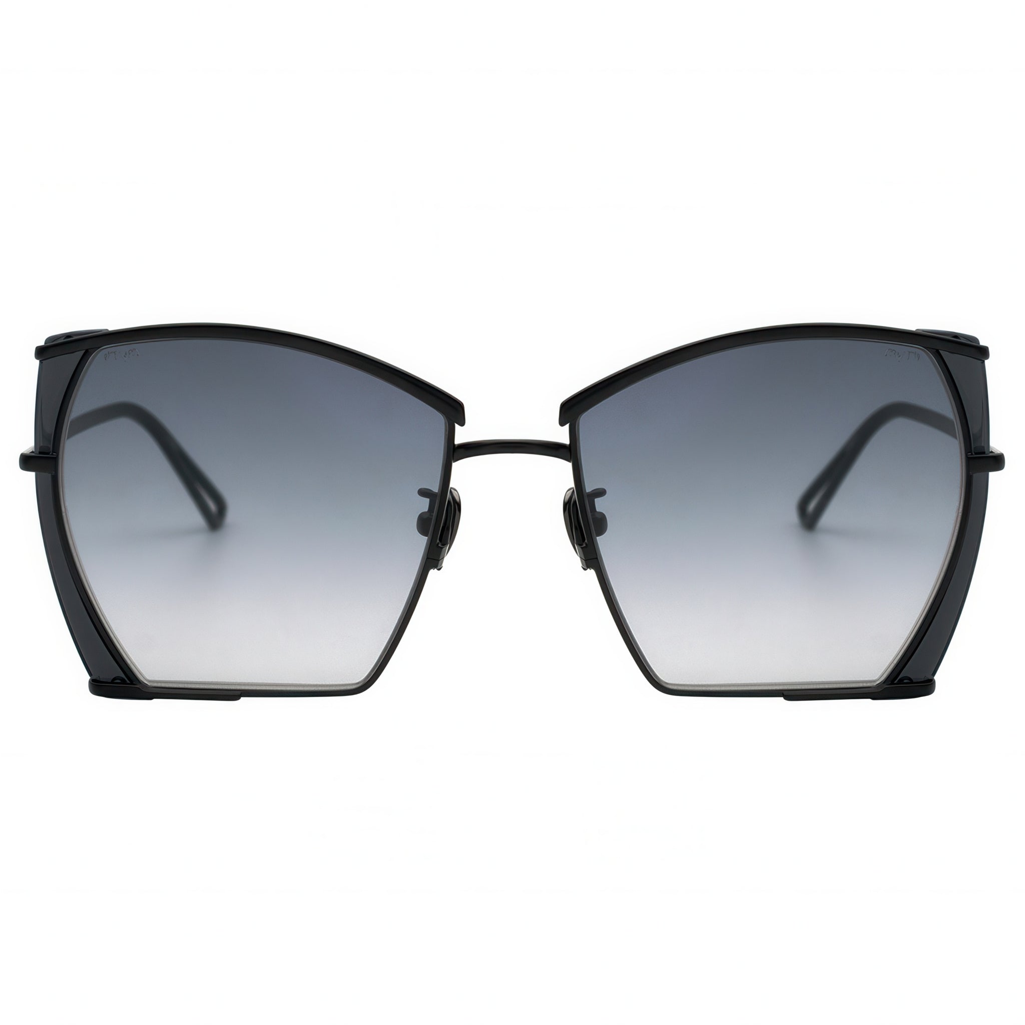 Black sunglasses with gradient lenses on a white background