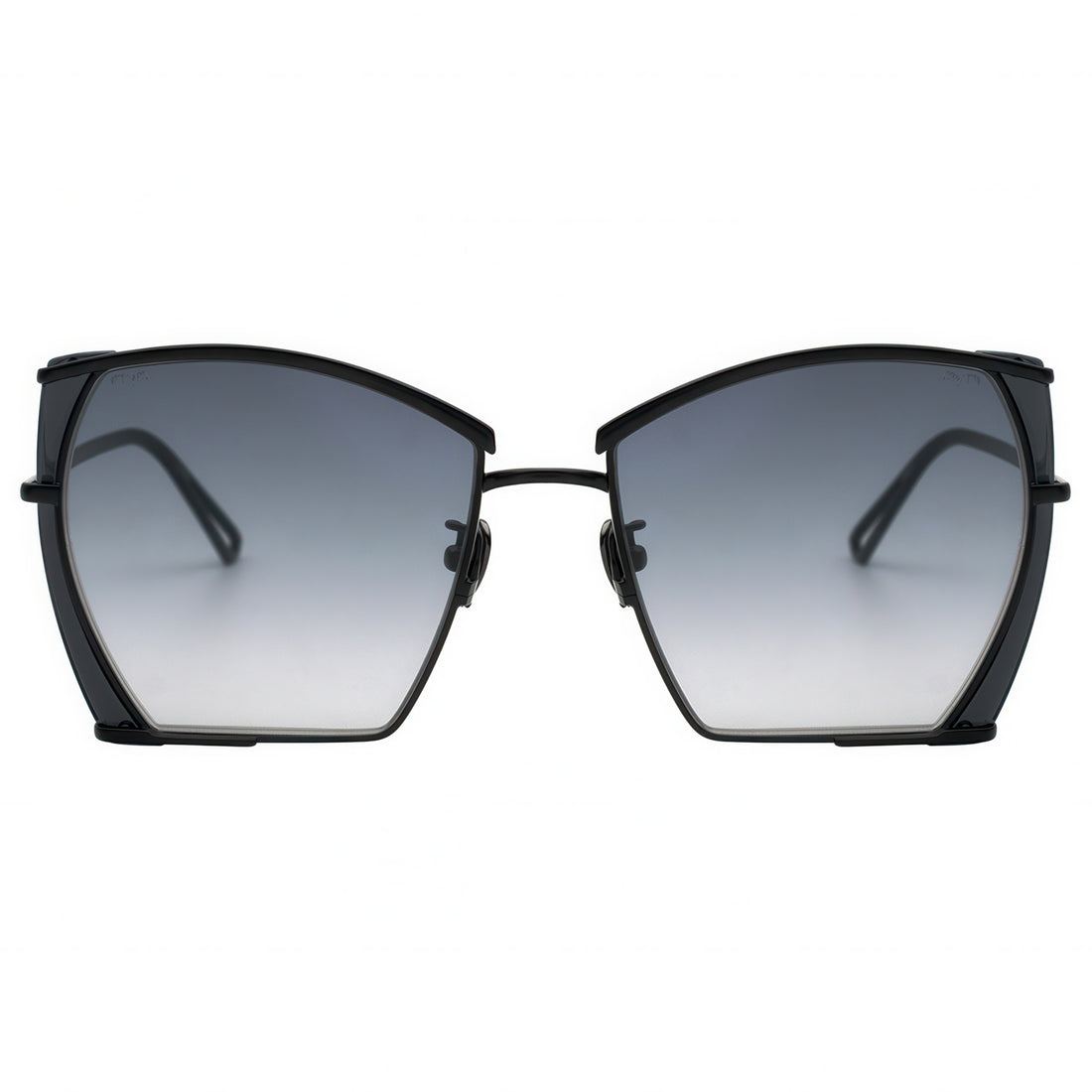 Black sunglasses with gradient lenses on a white background