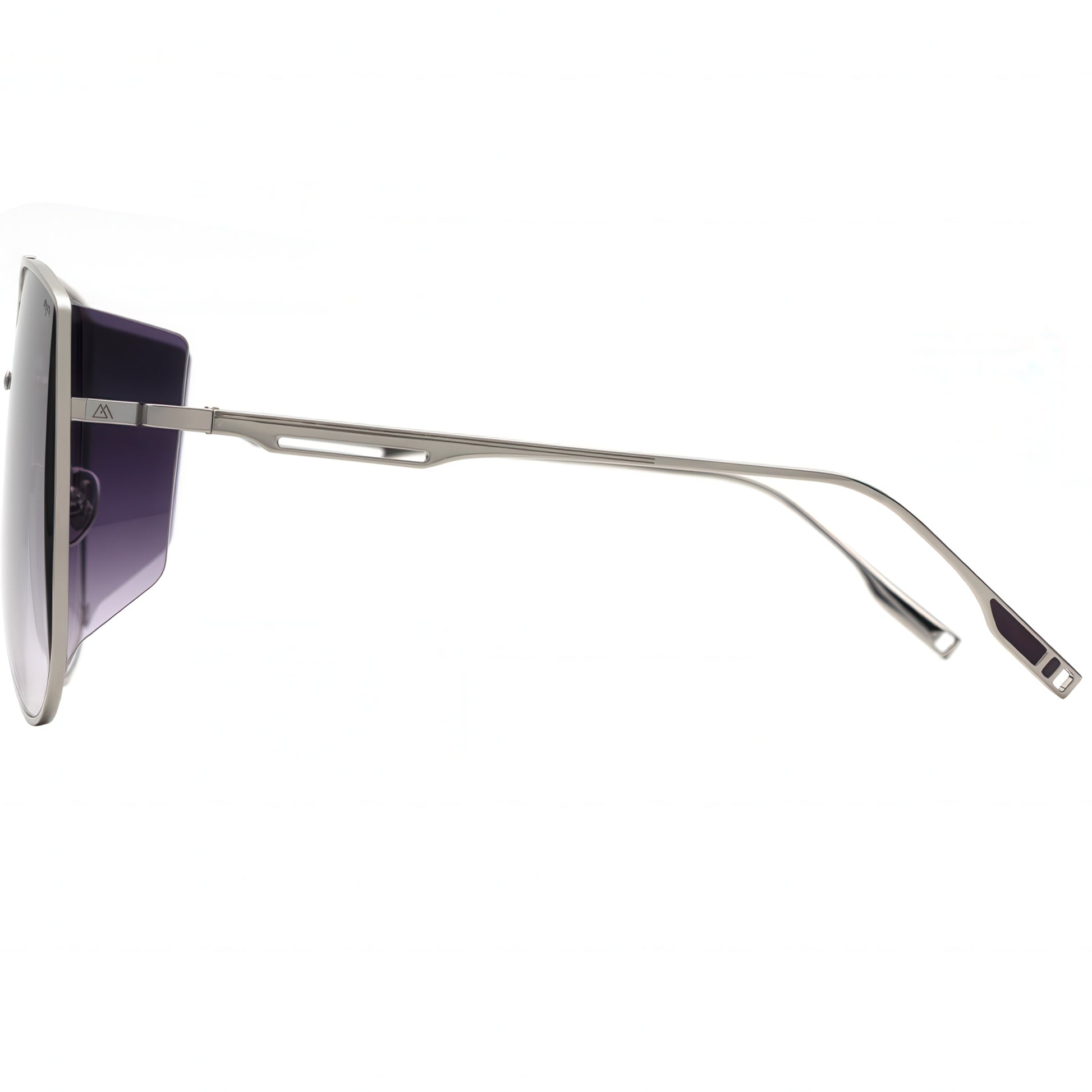 Sunglasses with a metallic frame on a white background