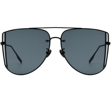 Black sunglasses with dark lenses on a white background