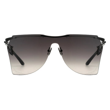 MYTH GREECE T4 INDUSTRY one piece futuristic sunglasses grey curved lens metal frame with adjustable nose pad womens and mens sleek and chic future sunglasses oversized for full uv protection
