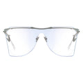 Silver-framed sunglasses with clear lenses on a white background