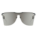 Sleek sunglasses with a mirrored lens on a white background