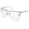 Silver sunglasses with a white background