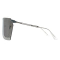 MYTH GREECE T4 INDUSTRY silver y2k sunglasses, one piece futuristic sunglasses light grey curved lens metal frame with adjustable nose pad womens and mens sleek and chic future sunglasses oversized for full uv protection
