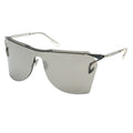 MYTH GREECE T4 INDUSTRY silver y2k sunglasses, one piece futuristic sunglasses light grey curved lens metal frame with adjustable nose pad womens and mens sleek and chic future sunglasse

