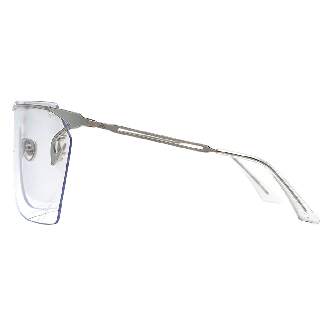 MYTH GREECE T4 INDUSTRY one piece futuristic transparent sunglasses curved lens metal frame with adjustable nose pad womens and mens sleek and chic future sunglasses oversized for full uv protection
