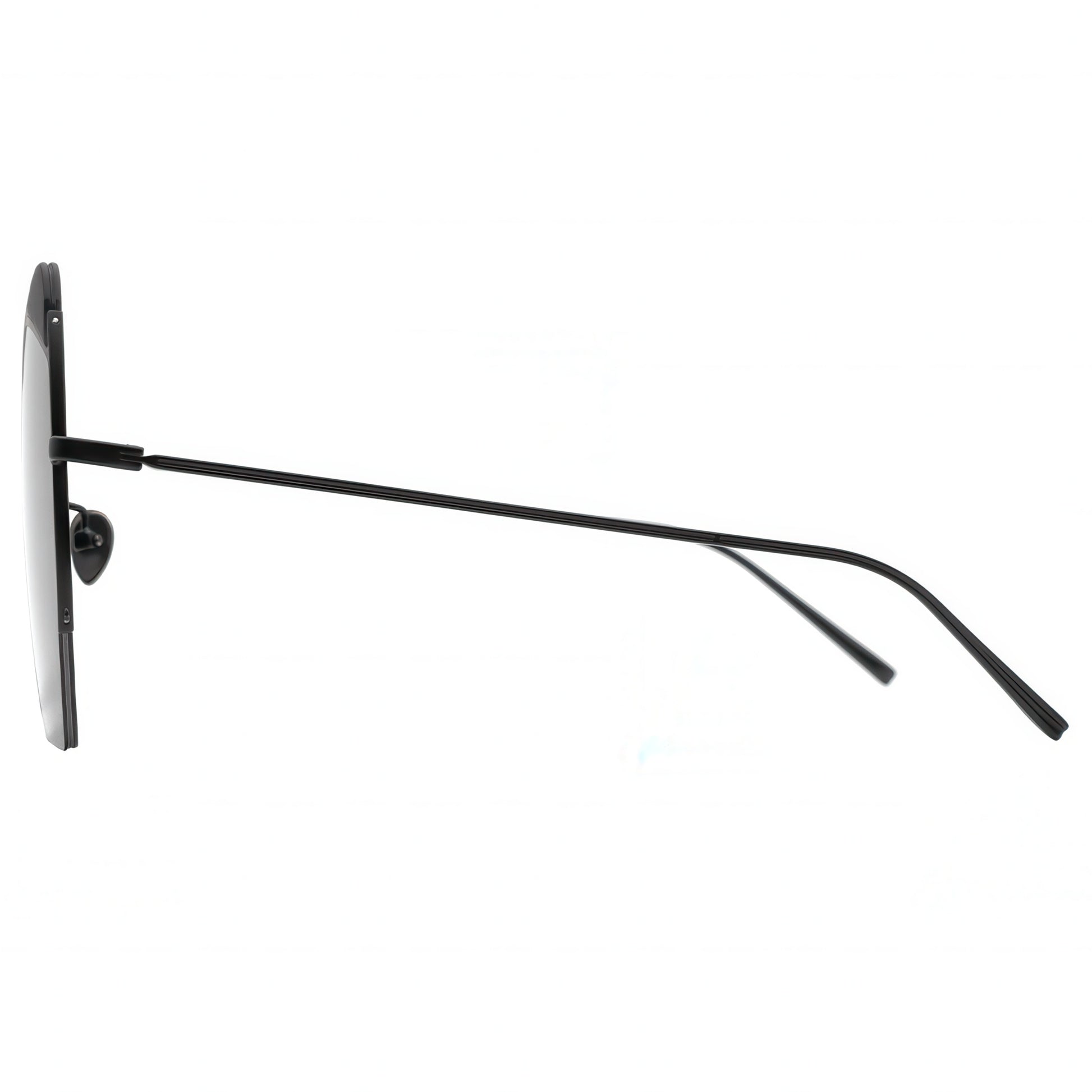 Black sunglasses with thin frame on a white background