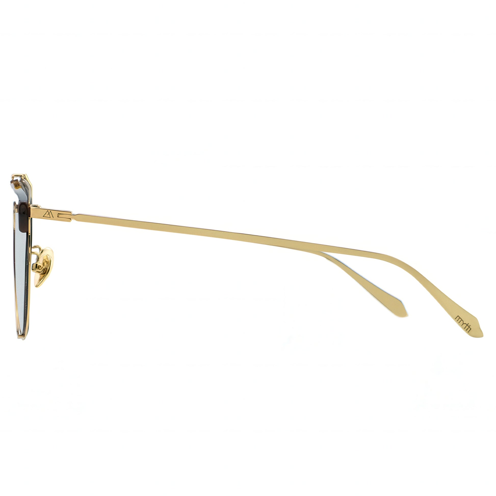 Gold-framed sunglasses on a white background