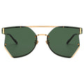MYTH GREECE GLEAM geometric deep green sunglasses double bridge thin gold metal frame sunglasses in avant-garde sleek look mens and womens; male and female
